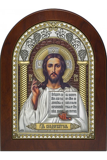 Икона Господа Вседержителя посеребренная (серебро 999 Италия) F-IH-1-5K
