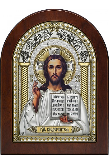 Икона Господа Вседержителя посеребренная (серебро 999 Италия) F-IH-1-7