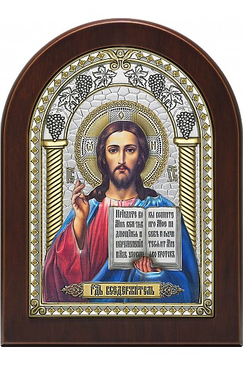 Икона Господа Вседержителя посеребренная (серебро 999 Италия) F-IH-C-3-5.7