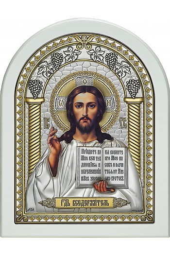 Икона Господа Вседержителя посеребренная (серебро 999 Италия) FB-IH-7-8
