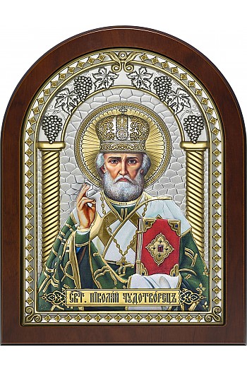 Икона Святителя Николая Чудотворца с цветным лаком